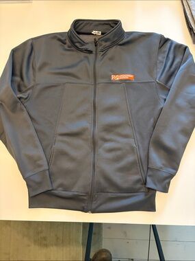 TC Gray Full-Zip Jacket with Small Orange Logo